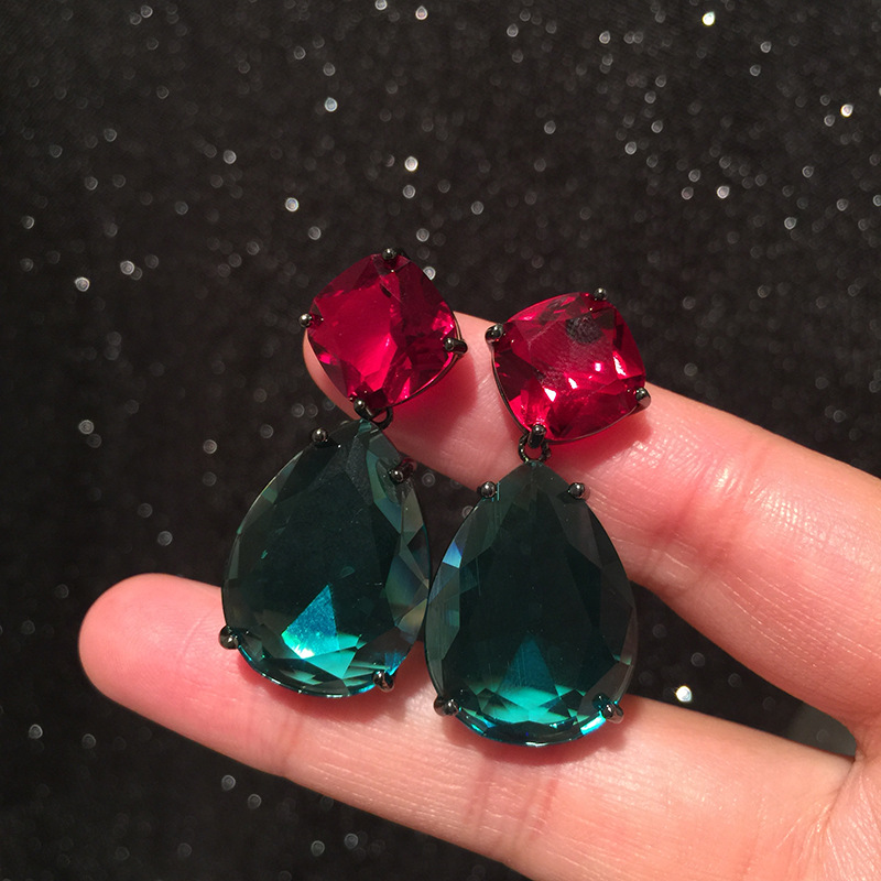 Pendientes Colgantes De Agua Verde Mujer S925 Pendientes De Plata Con Champaña display picture 10