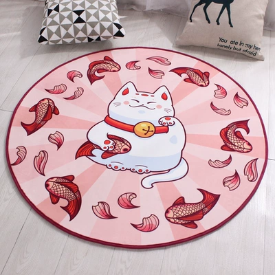 Avtomobil döşəmə paspasları – room coffee table round carpet - cat-and-fish-80cm-diameter-round