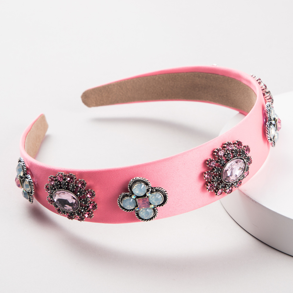 Europäischer Und Amerikanischer Mode Mehrfarbiger Stoff Mit Strass Mehr Schicht Iger Glas Diamant Stirnband Damen Frühling Und Sommer Blumen Stirnband Helle Kopf Bedeckungen display picture 5