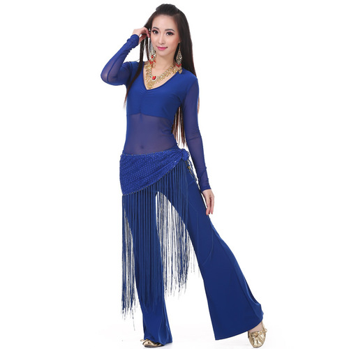 Medium wrinkle + practice pants + tassel scarf New practice clothes set Tassel Indian dance costume three-piece set