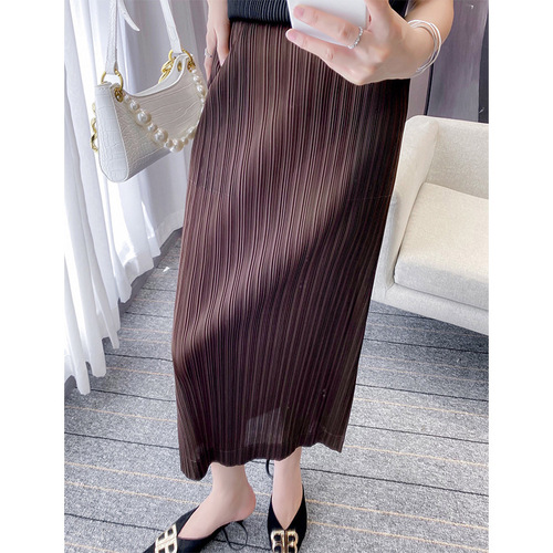 Miyake Chikage Pleated Skirt 2024 Summer Women's Skirt Slit Slimming Western Style Versatile Pleated Skirt Spring and Autumn