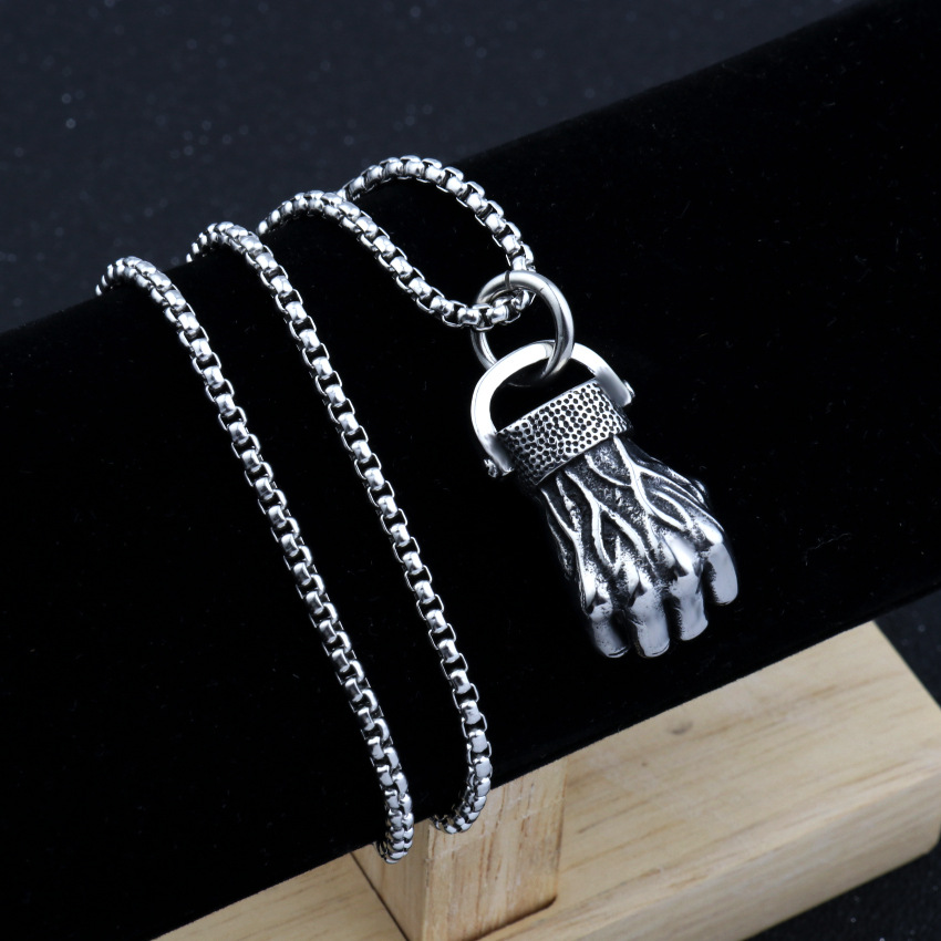 Fist Pendant Necklace For Men In Titanium Steel Trendy Accessory_voghion.com