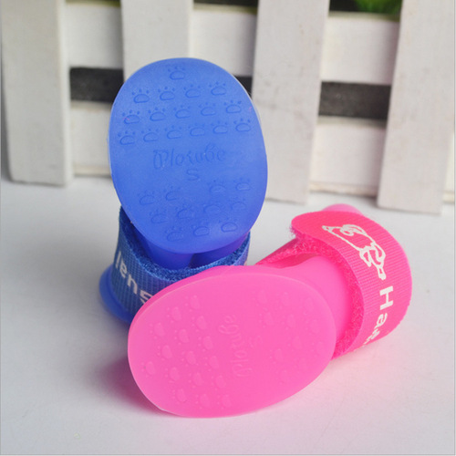 Non-slip rubber pet shoes, waterproof dog rain boots, candy-colored, 4-pair set, multiple colors available