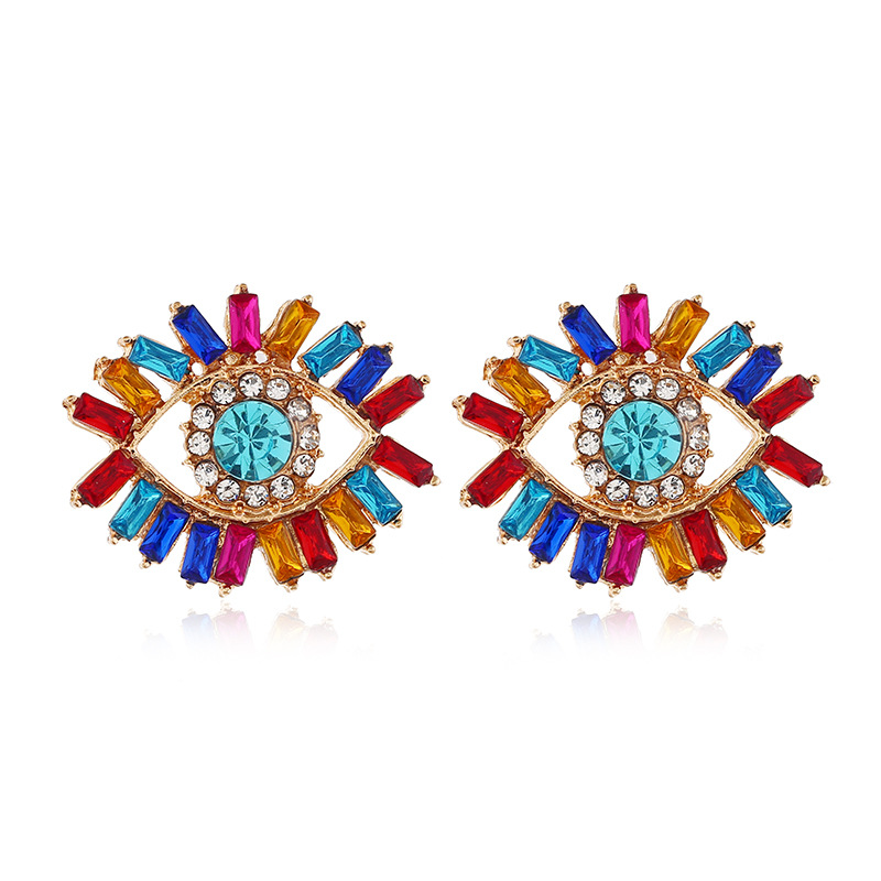 Diamond Design Fashion Eye Diamond Alloy Artificial Gemstones Earrings