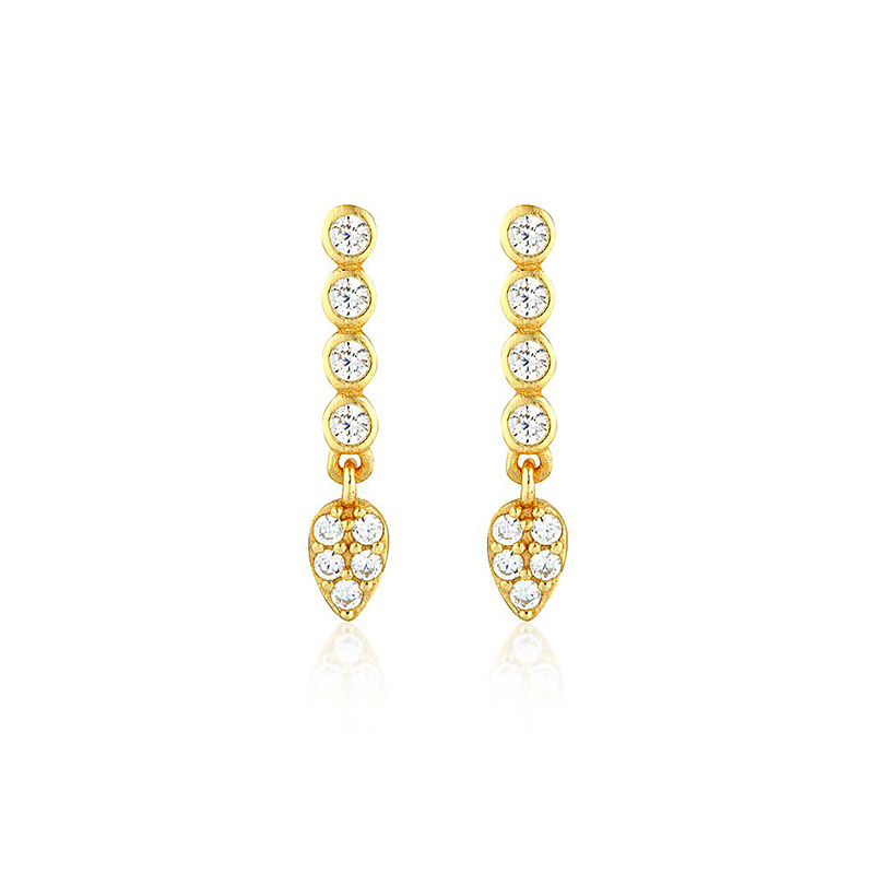 European And American S925 Silver Needle White Zircon Drop-shaped Earrings display picture 1