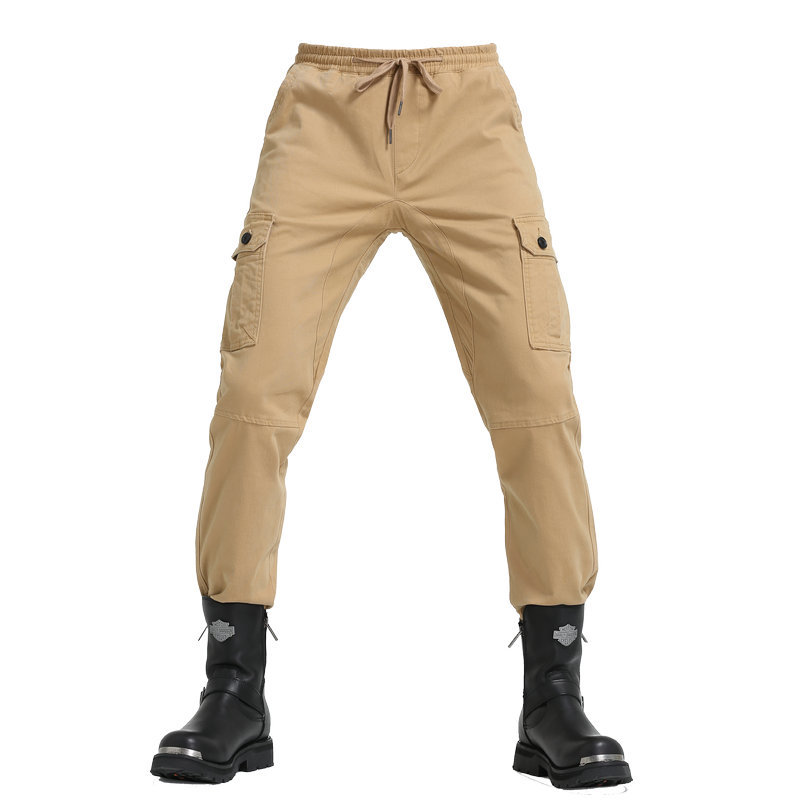 Pantalones atados al tobillo de los hombres del verde del ejército pantalones casuales sueltos de la motocicleta del lazo pantalones de la motocicleta de la moda del Workwear del multi-Bolso de los hombres