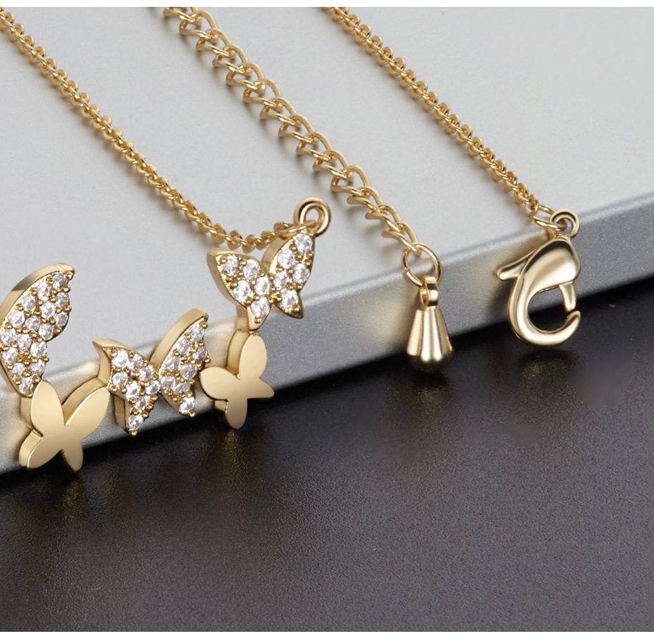 Butterfly Necklace Gold Zircon Collarbone Necklace