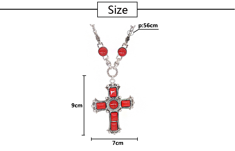 1 Piece Fashion Cross Alloy Inlay Turquoise Women's Pendant Necklace display picture 1