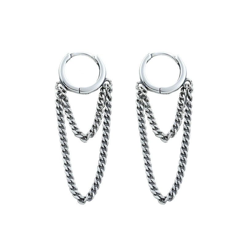 Стильные серьги Fashionable Earrings – унисекс ретро цепь, 925 серебро, тайское серебро, простые и элегантные