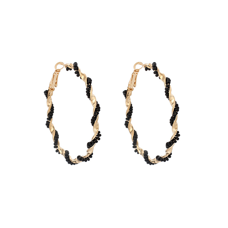 New exaggerated big circle trendy bohemian round bead earrings for women