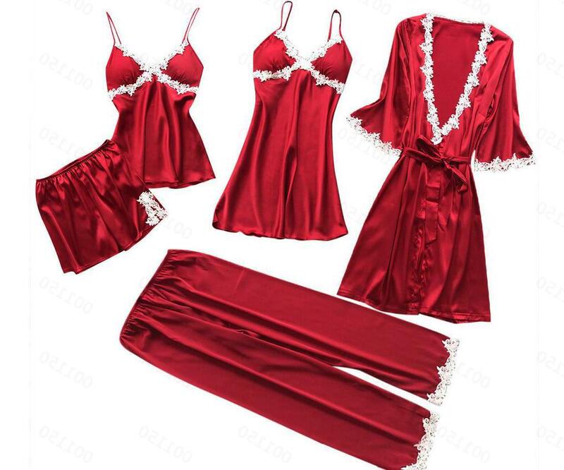 2026 European and American Sexy Five-Piece Pajama Set for Women, Summer Mid-Sleeve Bridal Robe, Plus-Size Loungewear, Nightgown, Bathrobe, Wholesale 2026 European and American Sexy Five-Piece Pajama Set for Women, Summer Mid-Sleeve Bridal Robe, Plus-Size Loungewear, Nightgown, Bathrobe, Wholesale