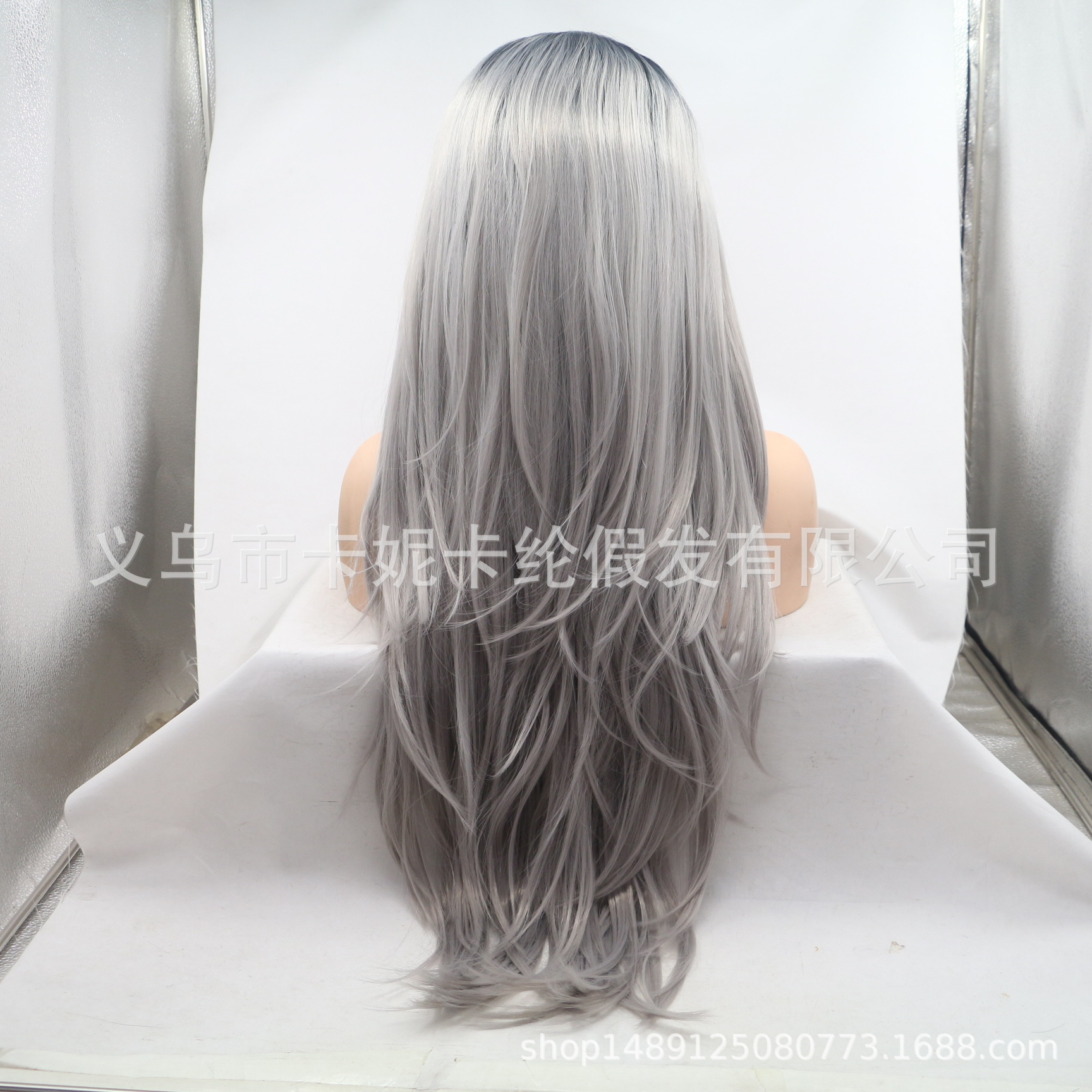 Europa y los Estados Unidos de moda largo cabello recto fibra química pelucita de mujer al por mayor en stock