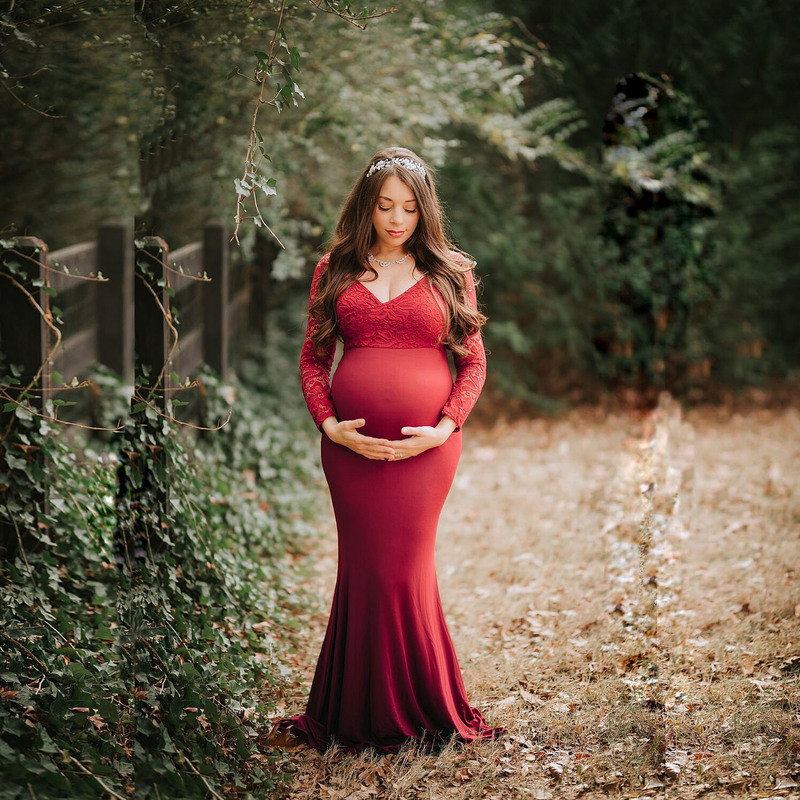AliExpress European and American long sleeve lace spell according to pregnant women sexy loose tail dress 1102 pregnant women dress