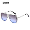 Square metal fashionable sunglasses, glasses solar-powered suitable for men and women, European style, gradient