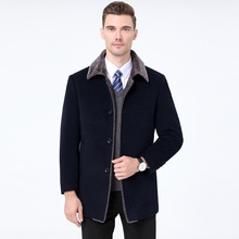 加絨毛呢大衣男裝冬季爸爸裝外套加厚中長款羊羔毛保暖男式風衣冬