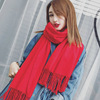Cashmere, colored scarf, winter cloak with tassels, Korean style, increased thickness