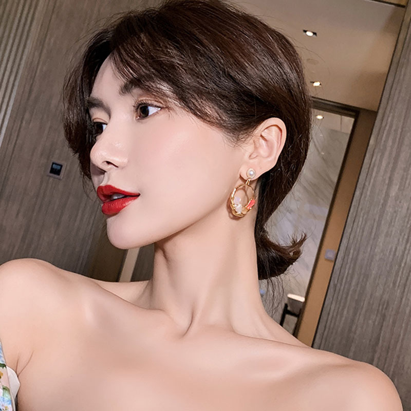 Hollow Hoop Earrings New Trendy Colorful 925 Silver Needle Earrings Korean Fashion Earrings Wholesale Nihaojewelry display picture 2