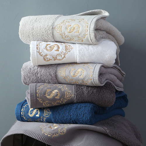 Five-star hotel thickened cotton towel light luxury enlarged adult face towel embroidered LOGO wholesale group purchase