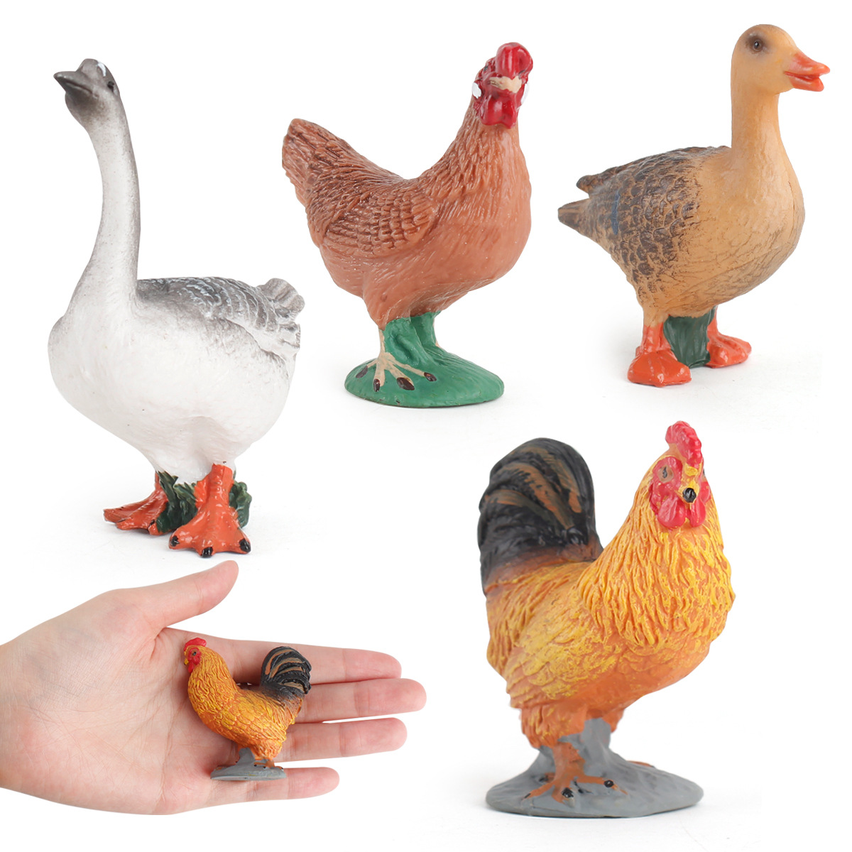 Simulación DE LOS NIÑOS mini pollo pato ganso modelo animal sólido granja aves Gallo ganso decoración juguete