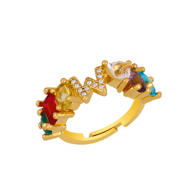 12g Weight 18K Gold Plated Plating Material Artificial Gemstones Inlay Material Birthday Occasion Copper Material Letter Pattern Women'S Gender Plating Design Fashion Style Fashion Letter Copper 18k Gold Plated Artificial Gemstones In Bulk 24