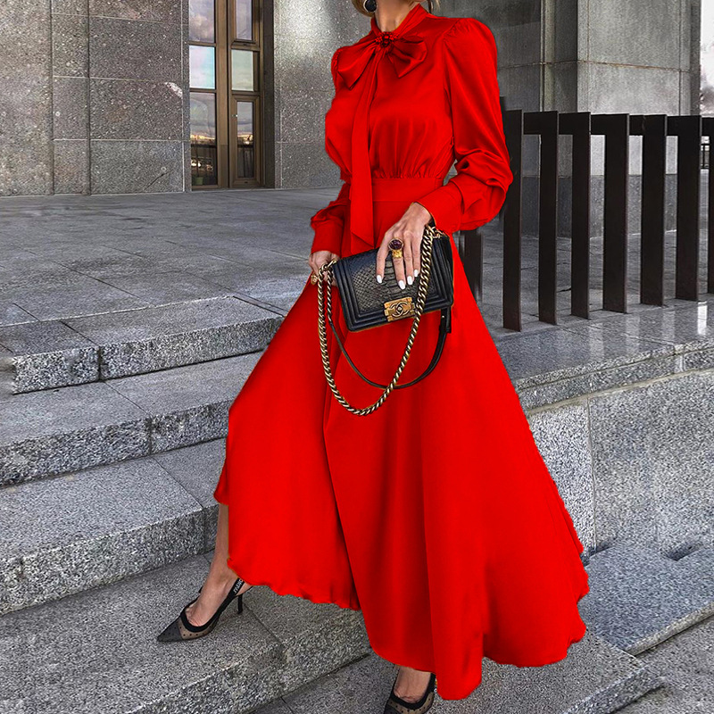 Women's Regular Dress Satin Dress Elegant Classic Style Long Sleeve Solid Color Maxi Long Dress Holiday Banquet Tea Party display picture 3