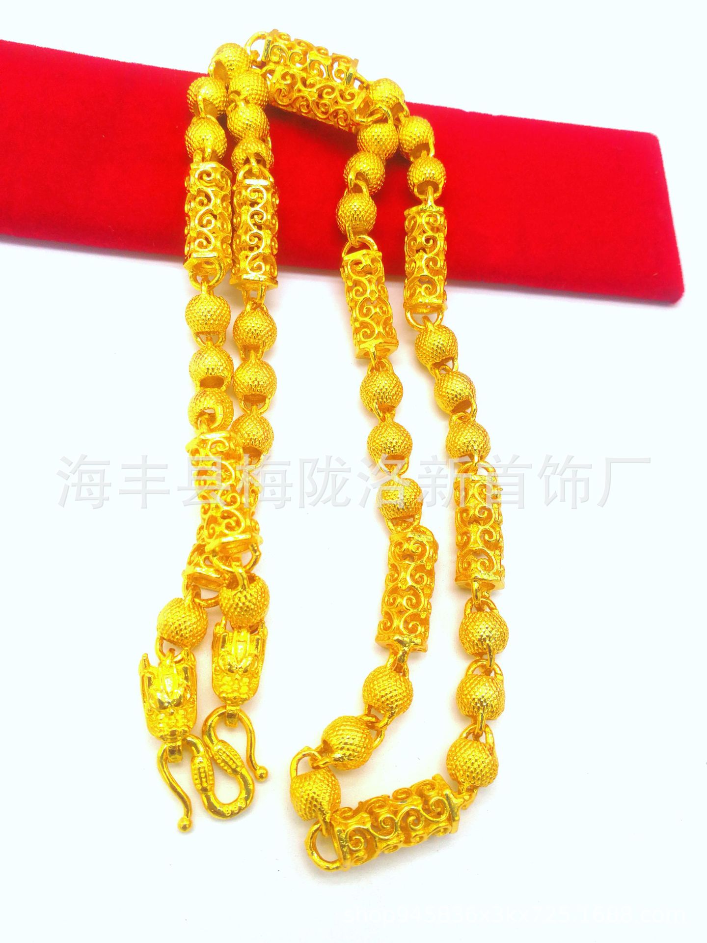 Spot Imitation Gold Jewelry Vietnamese Sand Gold Men's Necklace Retro Auspicious Cloud Hexagonal Pineapple Gold Bead Necklace for Men