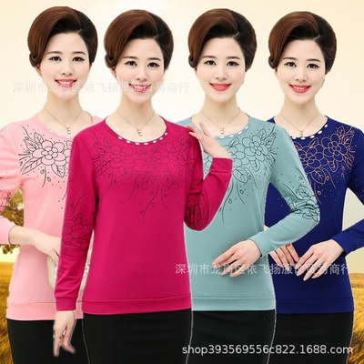 中老年女装冬季打底衫中年妇女服饰妈妈装上衣老年人厚款毛衣女