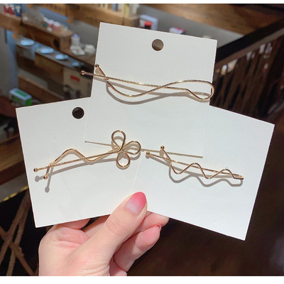 韩版新款头饰简约几何不规则抽象曲线设计发夹发卡边夹发饰品批发