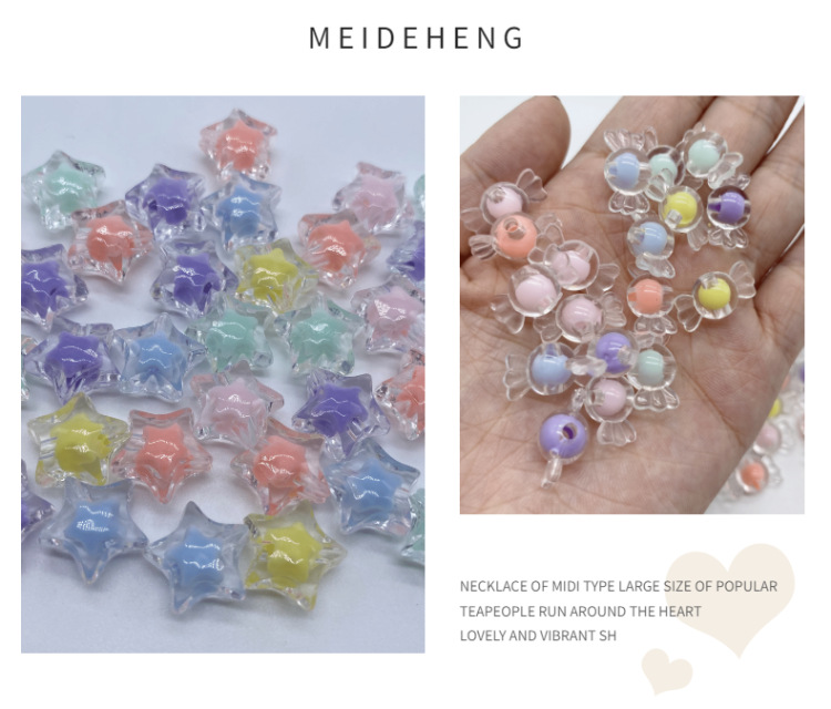 Factory direct sales of acrylic versatile T-shaped transparent pearl beads, diy five-pointed star pumpkin beads to make children's headbands detail image 8