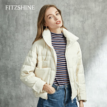 FITSHINE2020冬季新款都市風羽絨服女白鵝絨大口袋立領短款面包服