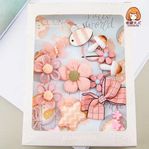 Internet celebrity hot style little princess hair accessories for girls and children hairpins and hairband combination set birthday gift gift box
