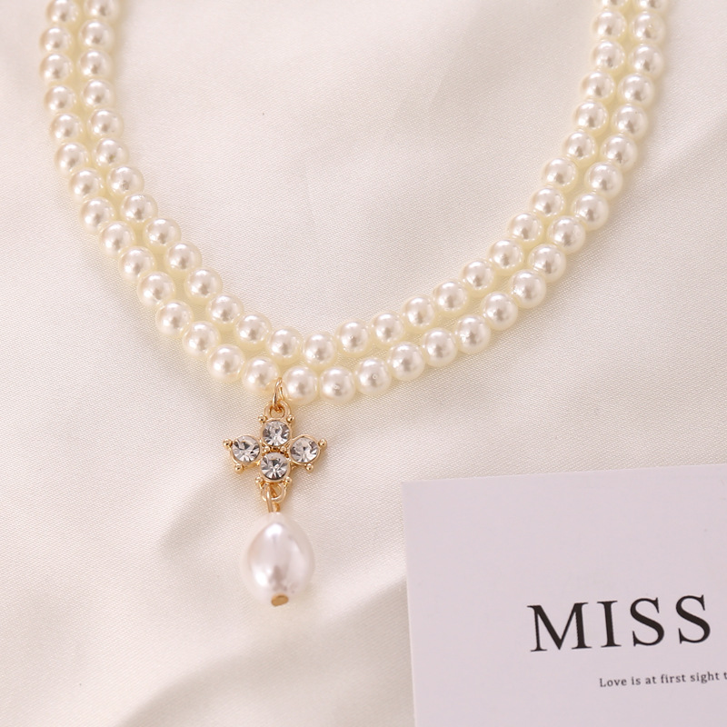 Fashion Rhinestone Pearl Geometric Necklace Wholesale display picture 4