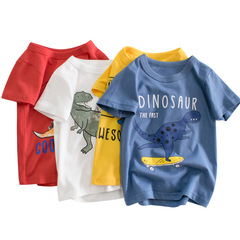 27kids brand children's clothing 2024 summer new dinosaur children's short-sleeve T-shirt for boys, one-time agency sales