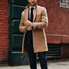 Men's medium length long sleeved woolen overcoat trend in autumn and winter