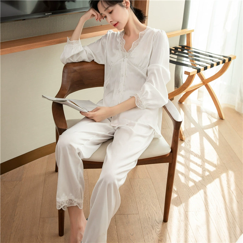 Осень pijama, длинный рукав, брюки, комплект, воротники-фуфлы, корейский стиль