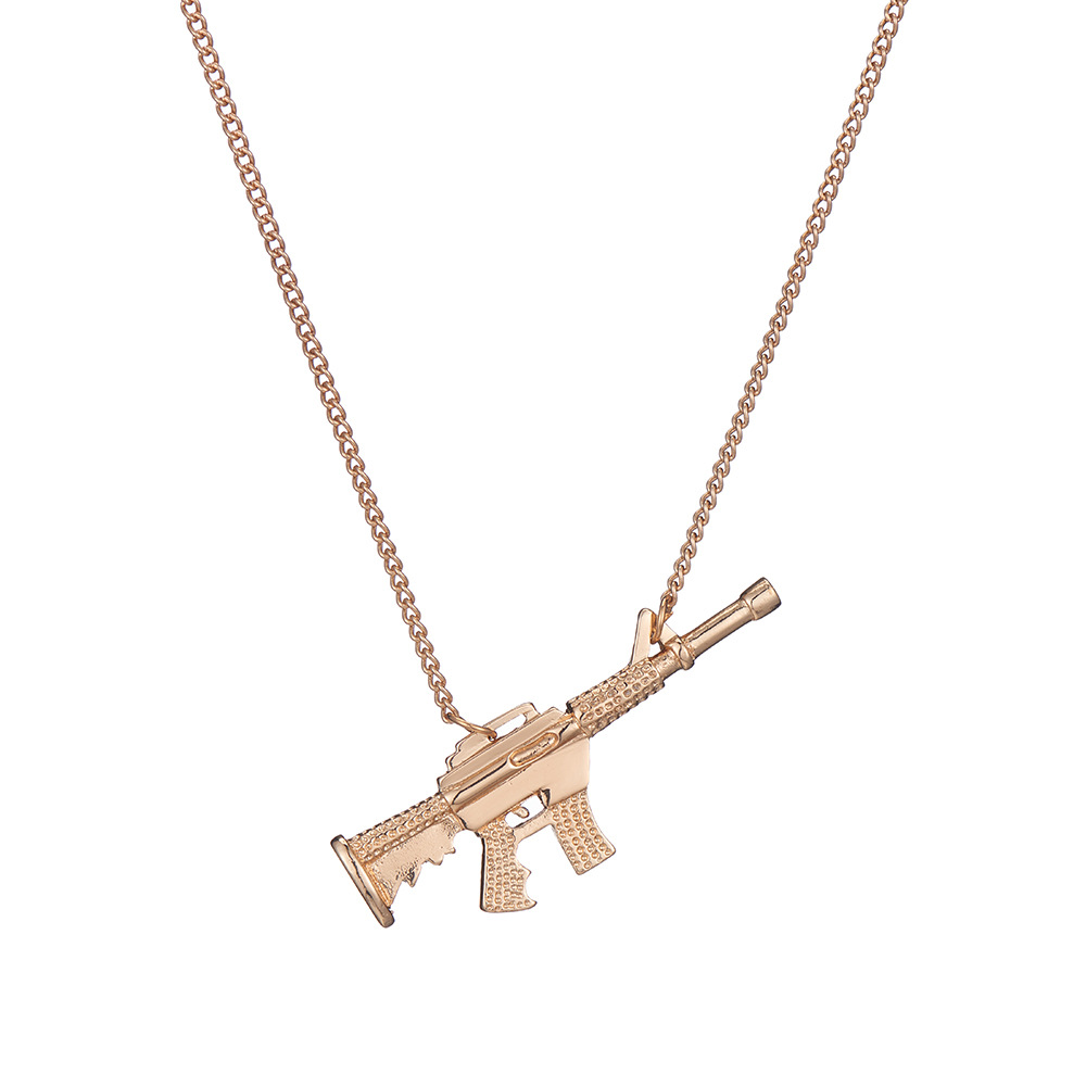 copper pendant machine gun necklace