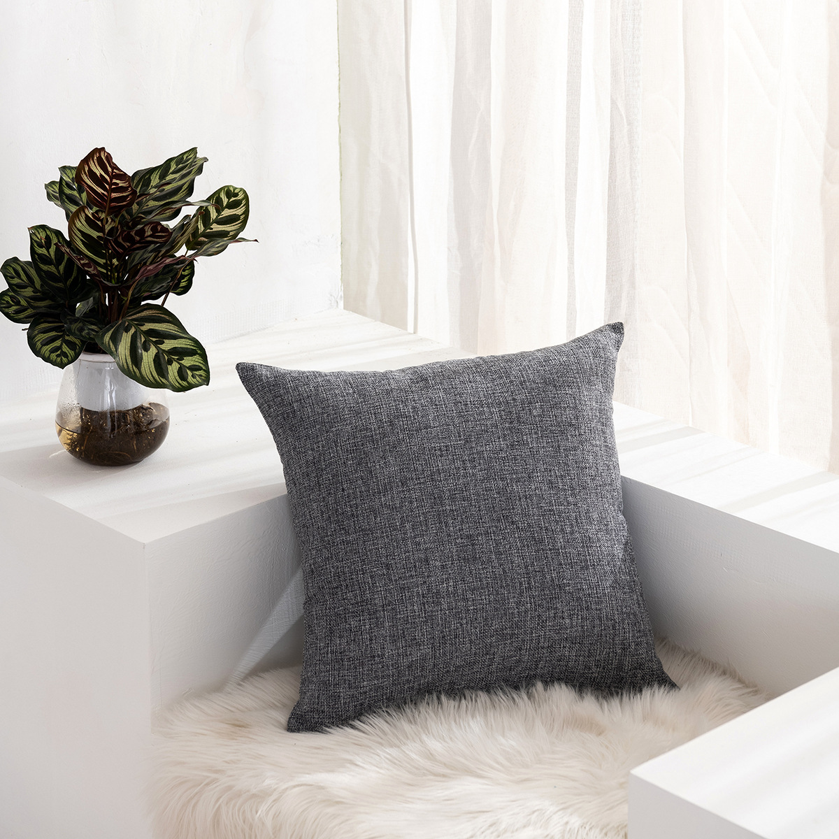 Fodera per cuscino quadrata in tinta unita, tessili per la casa e prodotti per la casa, con federa_voghion.com