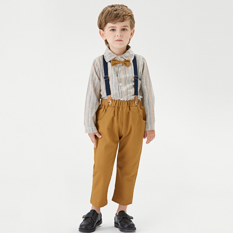 2023 primavera chico trajes coreanos camisas de manga larga + pantalones de cinturón de dos piezas de ropa para niños trajes de moda