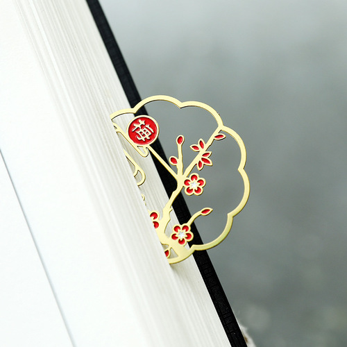 Plum, Orchid, Bamboo and Chrysanthemum Metal Fan Bookmark for Girls and Friends during the Holidays, Practical Kindergarten Chinese Style for Teacher’s Day