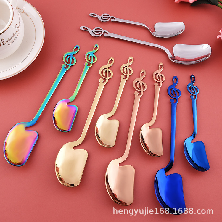 스테인레스 스틸 노트 교수형 컵 차 숟가락 가정용 커피 혼합 숟가락 선물 걸이 벽 숟가락 오후 차 디저트 스푼 도매
