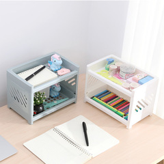 Desktop double-layer storage rack dormitory small hollow storage rack mini home bathroom sink organizer