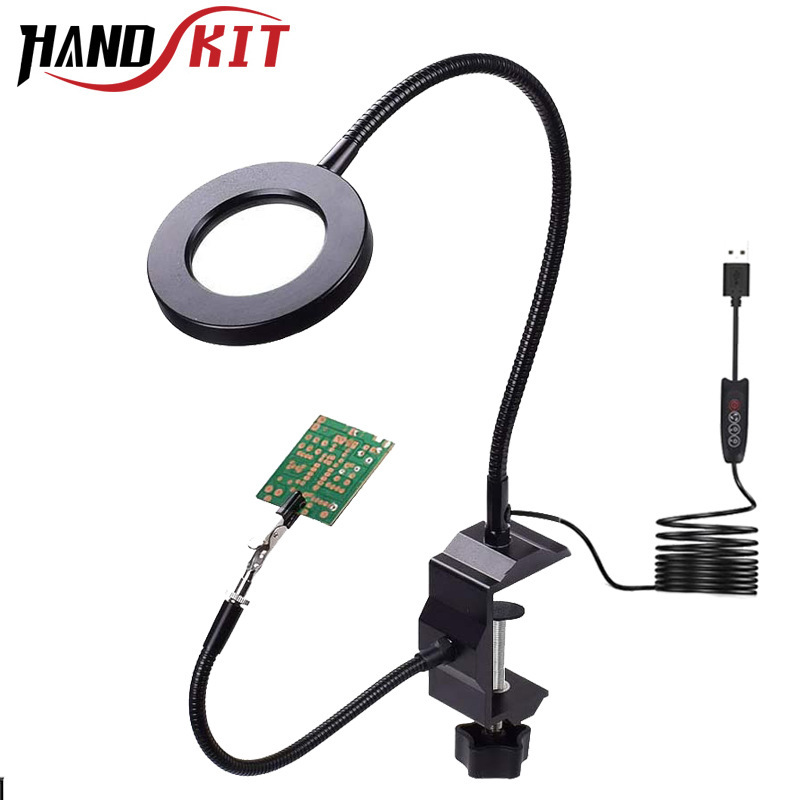 USB G-shaped clip desktop magnifying glass with power supply with light bracket multifunctional welding mobile phone motherboard repair tool
