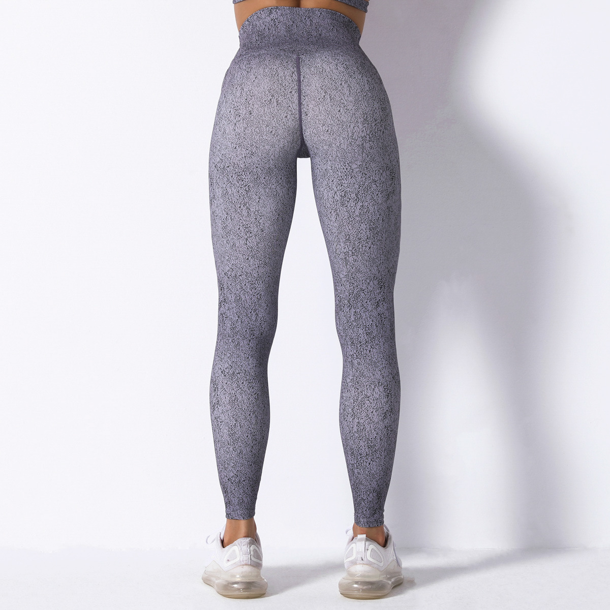 Pantalones de yoga elásticos con costuras de cintura alta y estampado digital NSLX12861