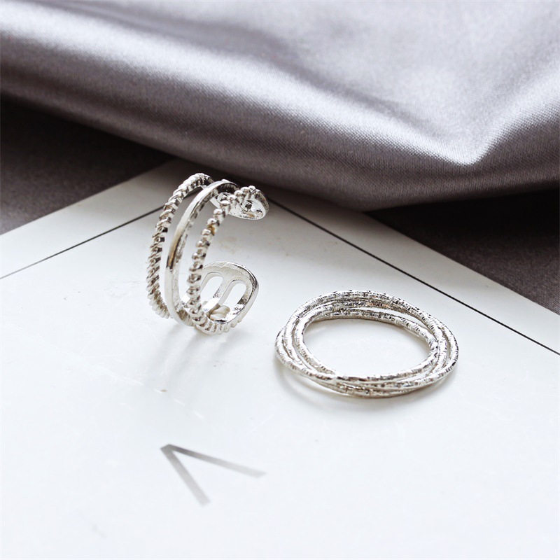 Korean Frosted Two-piece Ring Multi-layer Hollow Ring Wholesale display picture 3