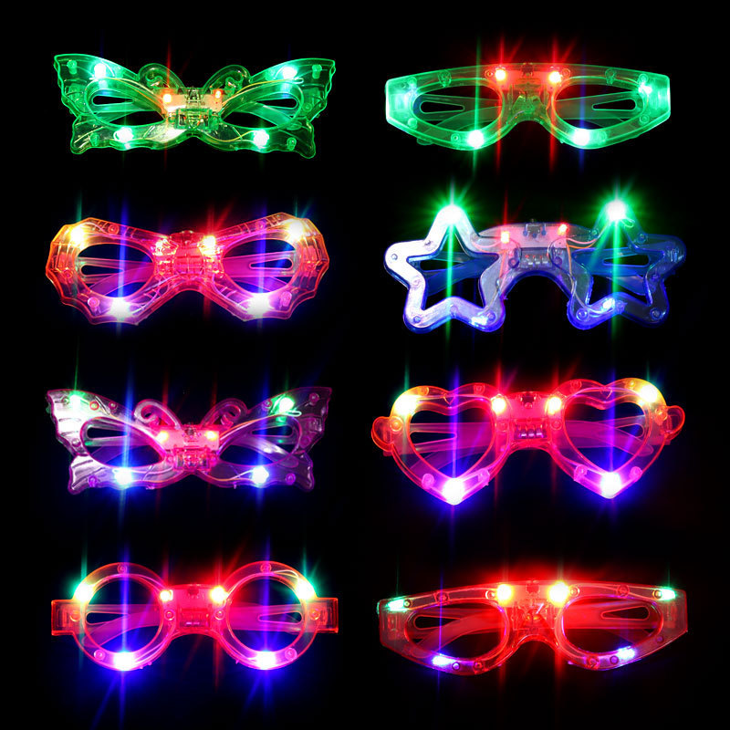 Gafas luminosas LED con 6 luces, juguete para mercados nocturnos, regalo para niños.