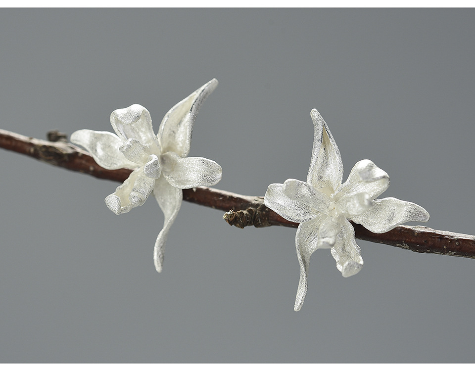 Holiday Occasion 925 Sterling Silver Material 1 Pair 925 Sterling Silver Flower Ear Studs