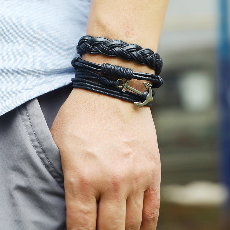 new hand-woven retro cowhide bracelet DIY leather bracelet