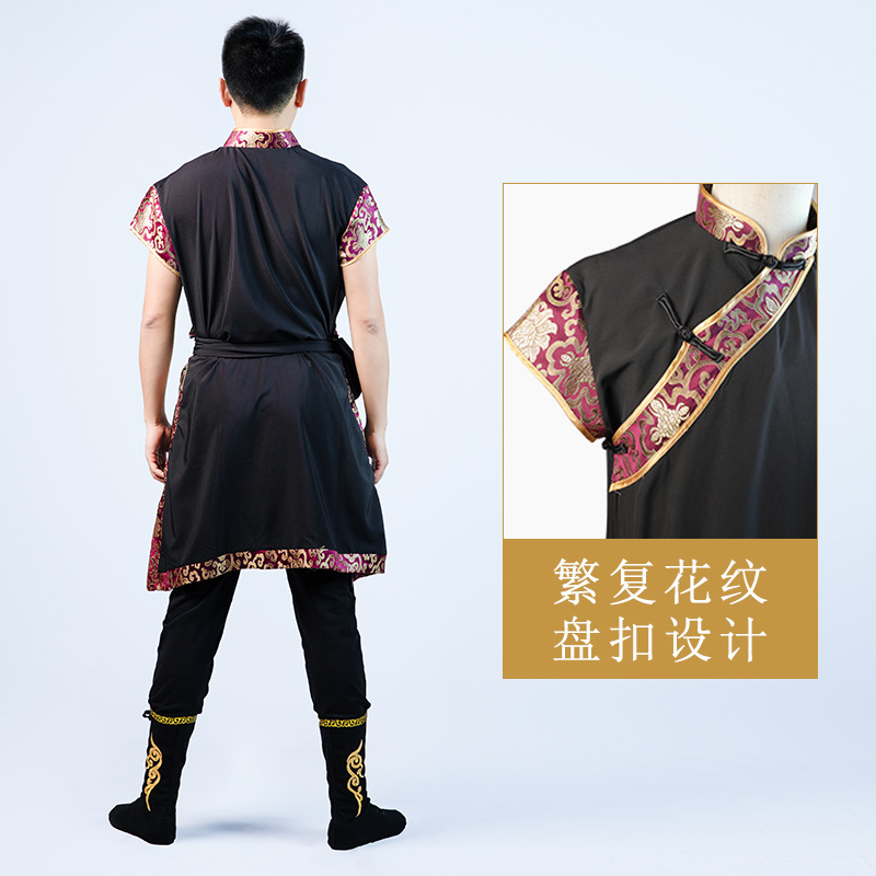 Ropa de rendimiento de la danza Xizanga ropa de rendimiento de la minoría adulta Examen de arte de los hombres ropa de práctica de la Universidad personalización de la túnica mongol