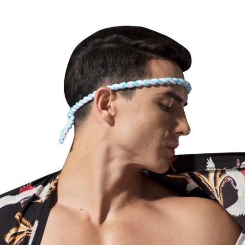 Men's Sumo Cotton Linen Headband with Japanese Style and Bear Big Head Wrap Adjustable Six Feet [Headband]