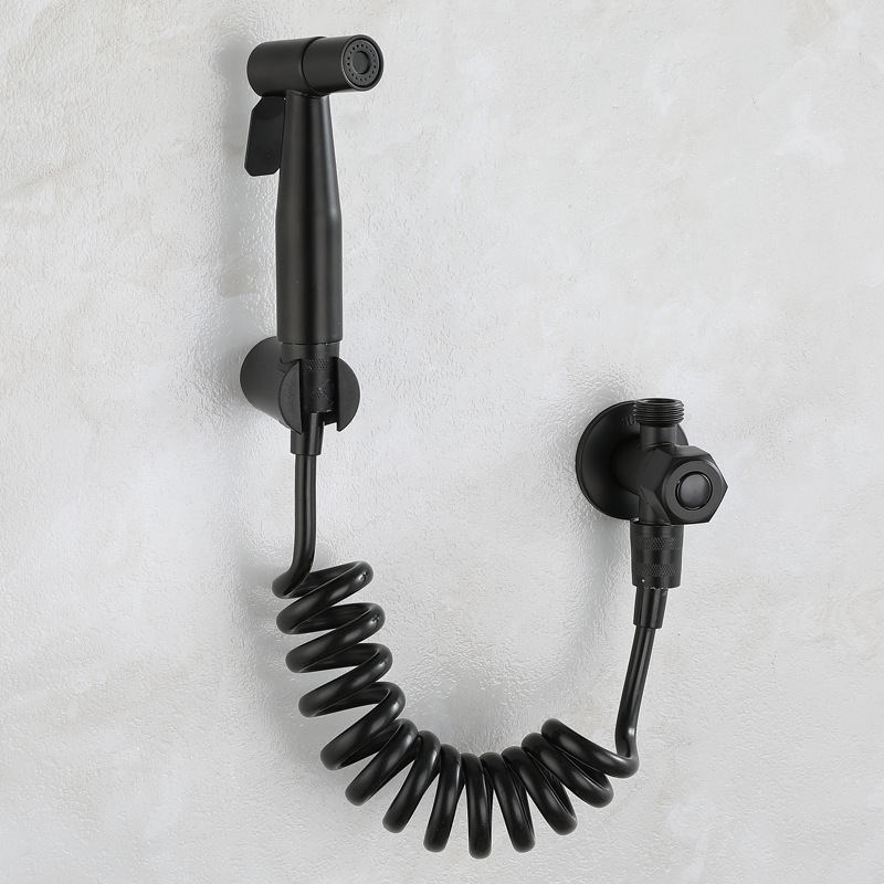 Punch-Free Negro 304 de acero inoxidable limpiador de inodoro PISTOLA DE PULVERIZACIÓN traje de refuerzo cuerpo de la boquilla Limpiador Inodoro Flusher